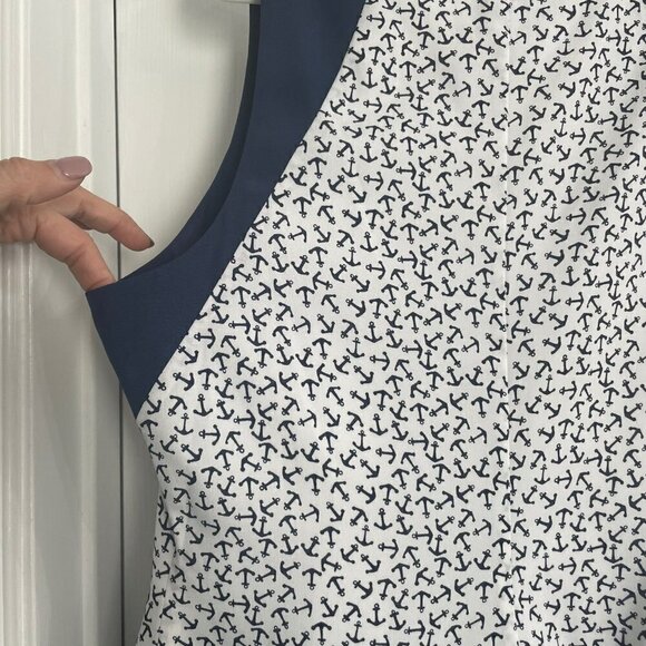 Sperry Top-Sider Anchor Print Nautical Coastal Blue White Dress | Small | EUC - Picture 6 of 7